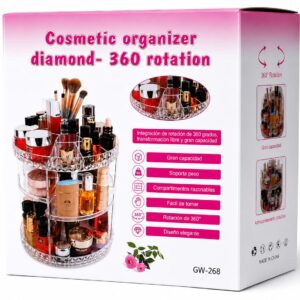 Organizador de Cosméticos Giratorio 360° – Acrílico Tipo Diamante (Modelo GW-268)