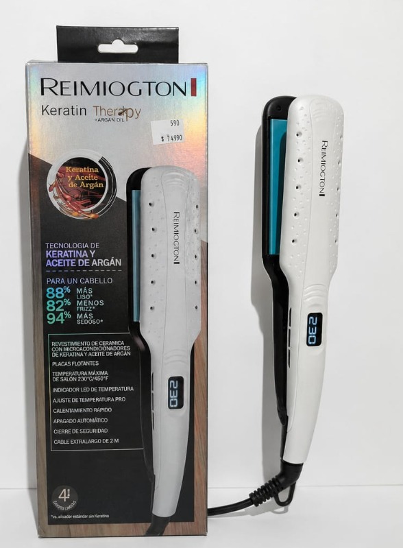 Plancha de Cabello Remington Keratin Therapy + Aceite de Argán - Image 3