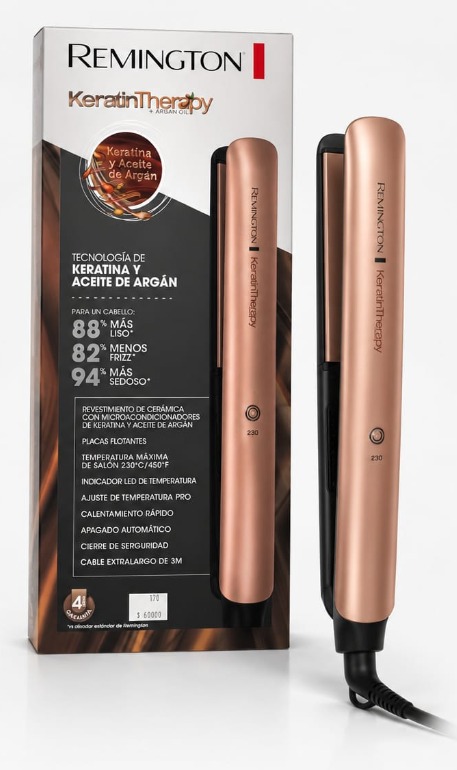 Plancha de Cabello Remington Keratin Therapy y Aceite de Argán - Digital