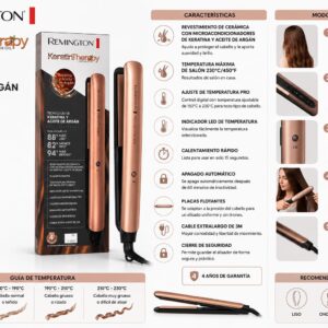 Plancha de Cabello Remington Keratin Therapy y Aceite de Argán – Digital